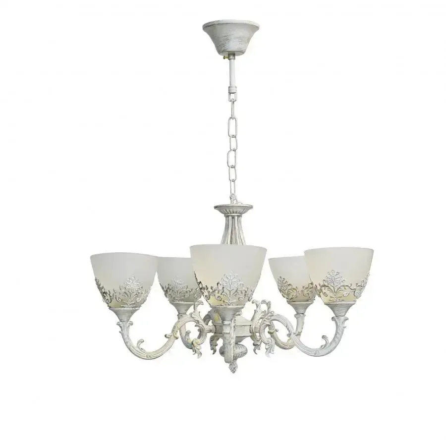 Alessandro Design Cottage lustră vintage albă 5xE27 Ø50cm interior
