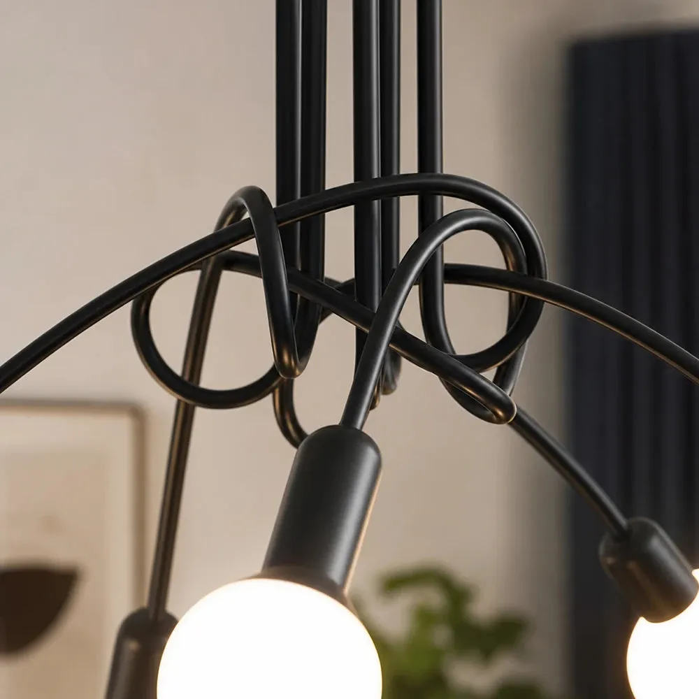 Alessandro Design Penta 5 lustra E27 neagra 5 becuri modernista