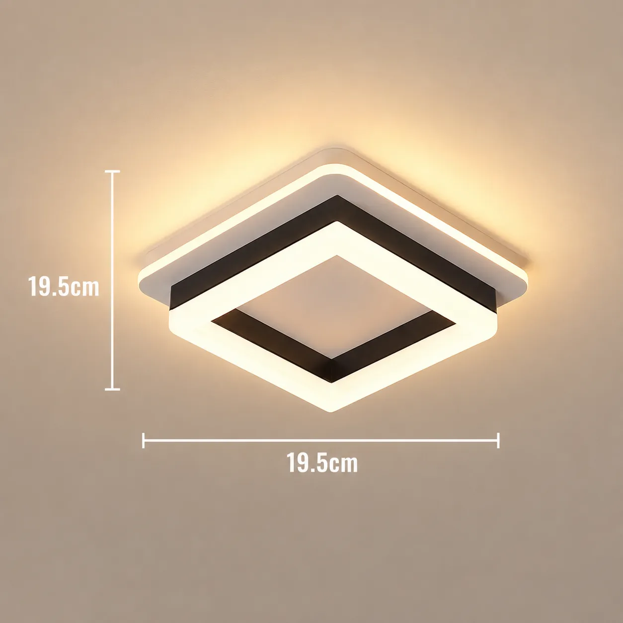 Alessandro Design Modern lustra LED 25W neagra 19,5 cm patrata