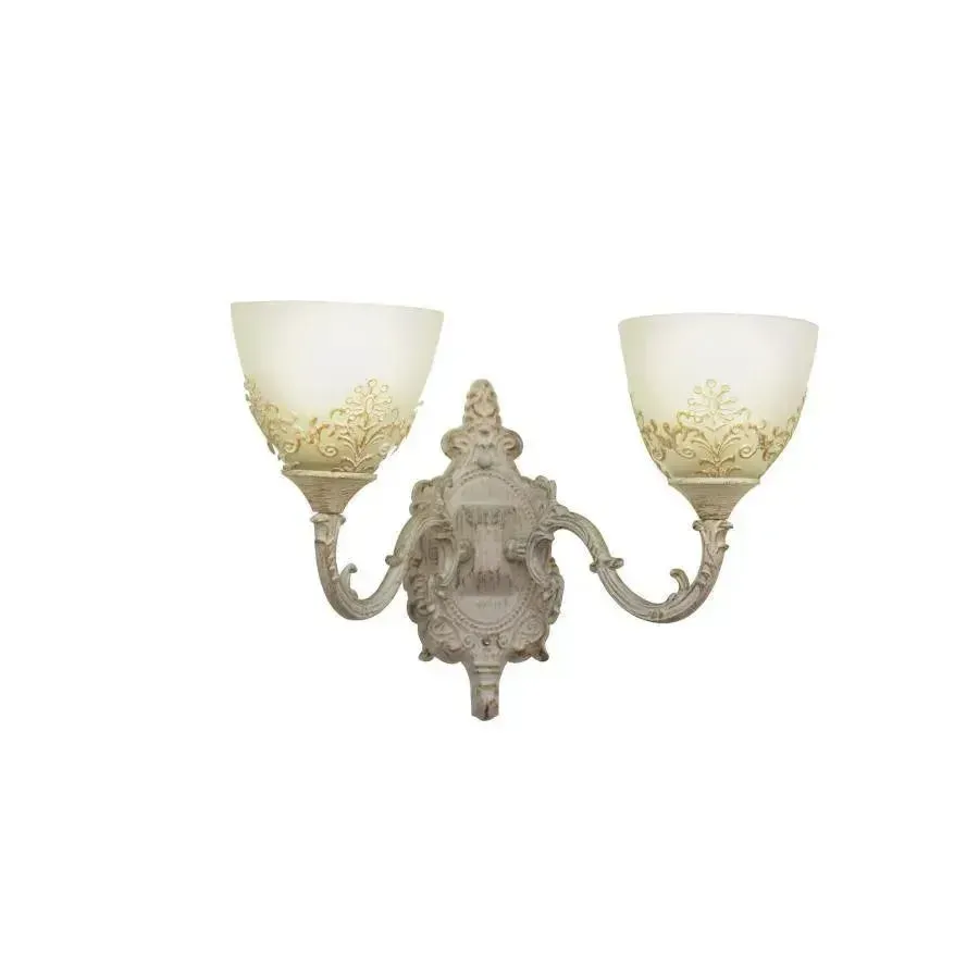 Alessandro Design Cottage aplică 2xE27 albă metal-sticlă