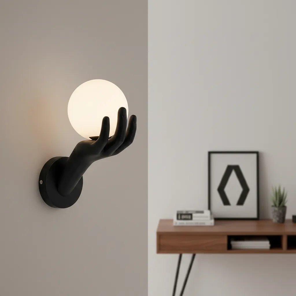 Alessandro Design MANO aplică perete neagră E27 15x30cm