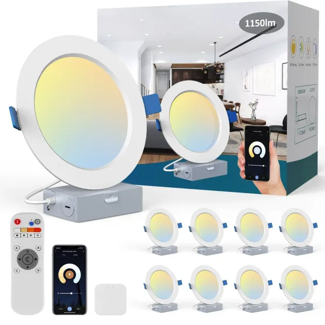 Ustellar Slim 6 inch spot LED incastrat 8 buc alb reglabil