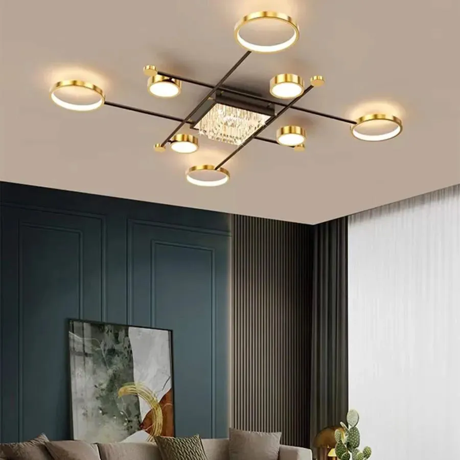 Alessandro Design Misel lustra LED 168W negru auriu cu telecomanda