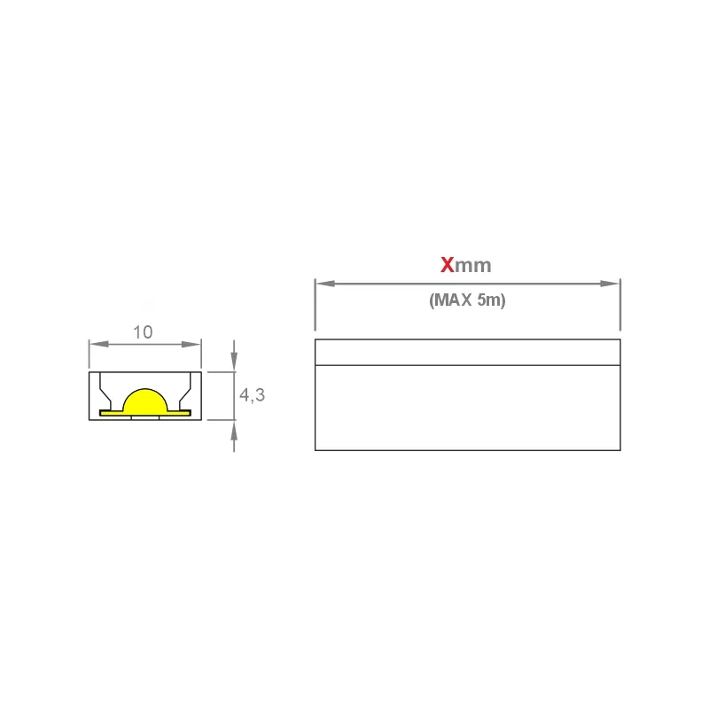 Furnika Neon 4x10 COB tub neon flex silicon