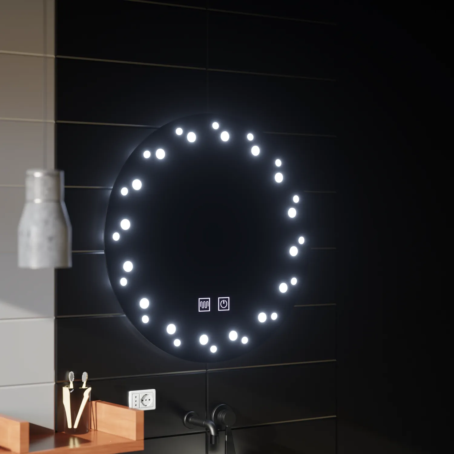 Alessandro Design Touch Ivory oglinda LED rotunda 60cm 6000K