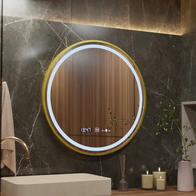 Alessandro Design Celeste Royale oglindă LED rotundă 60cm aurie