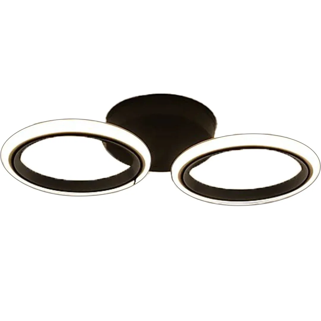 Alessandro Design lustra LED neagra 28W 2 cercuri 42cm