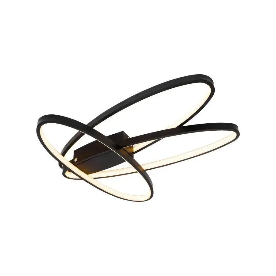 Orbita 74W lustra LED neagra telecomanda 3 elemente ovale