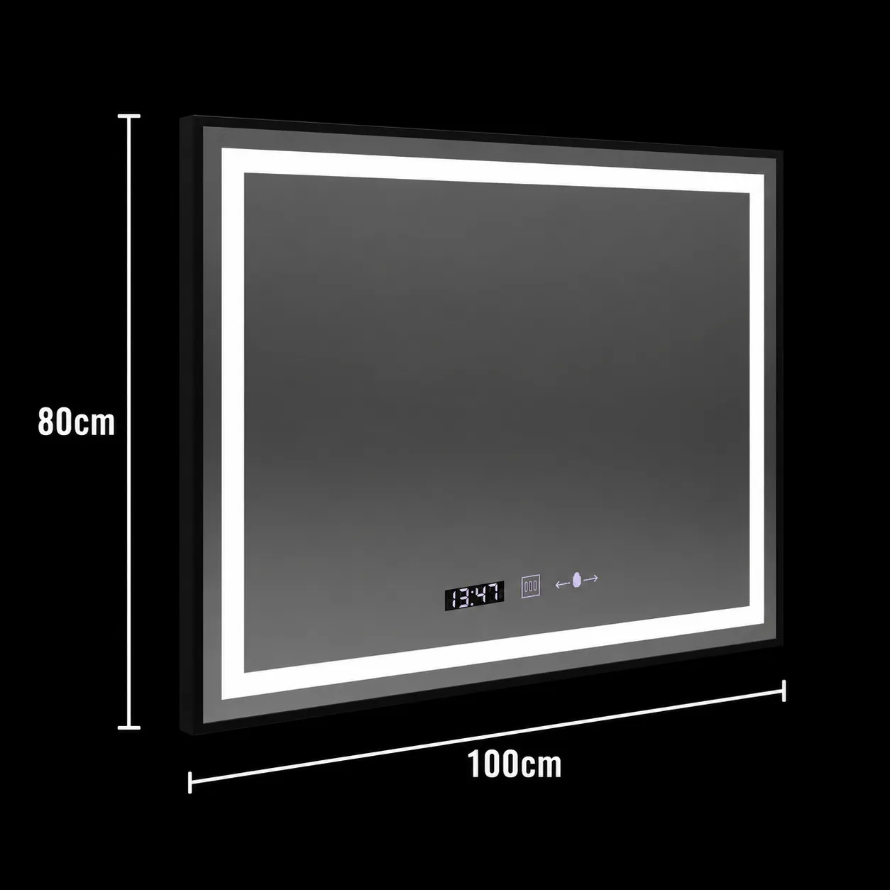 Alessandro Design Verite Majeste Noir MotionGlow Marcello oglindă LED 100x80