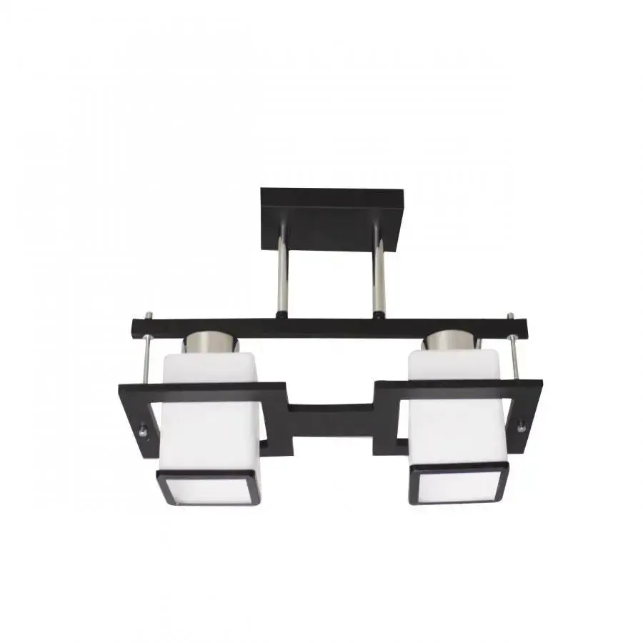 Alessandro Design Aramis lustra gri-negru 2xE27 abajur lemn
