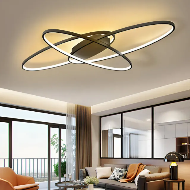 Orbita 74W lustra LED neagra telecomanda 3 elemente ovale
