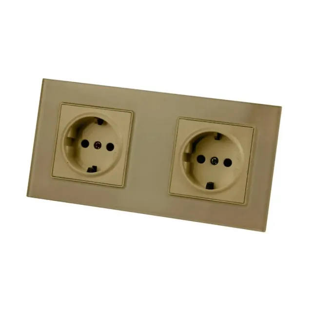 Alessandro Design priză dublă cu ramă sticlă auriu