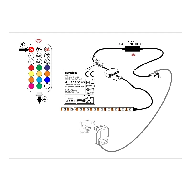 Furnika Tape ARGB bandă LED adresabilă + controller RF RGBWS