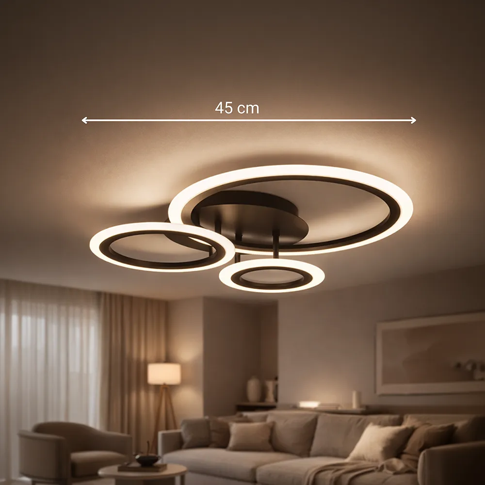 Alessandro Design Betty lustra LED neagra 40W 3 cercuri