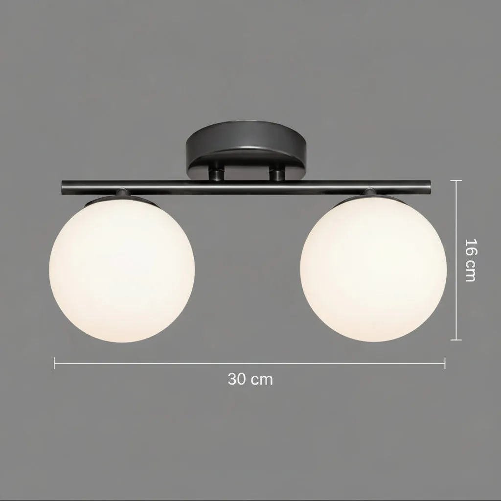 Alessandro Design Ori lustra 2xG9 neagra globuri opal 30cm