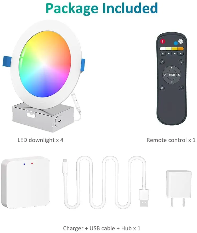 Ustellar 15W spot LED incastrabil smart 15cm 4 buc RGB