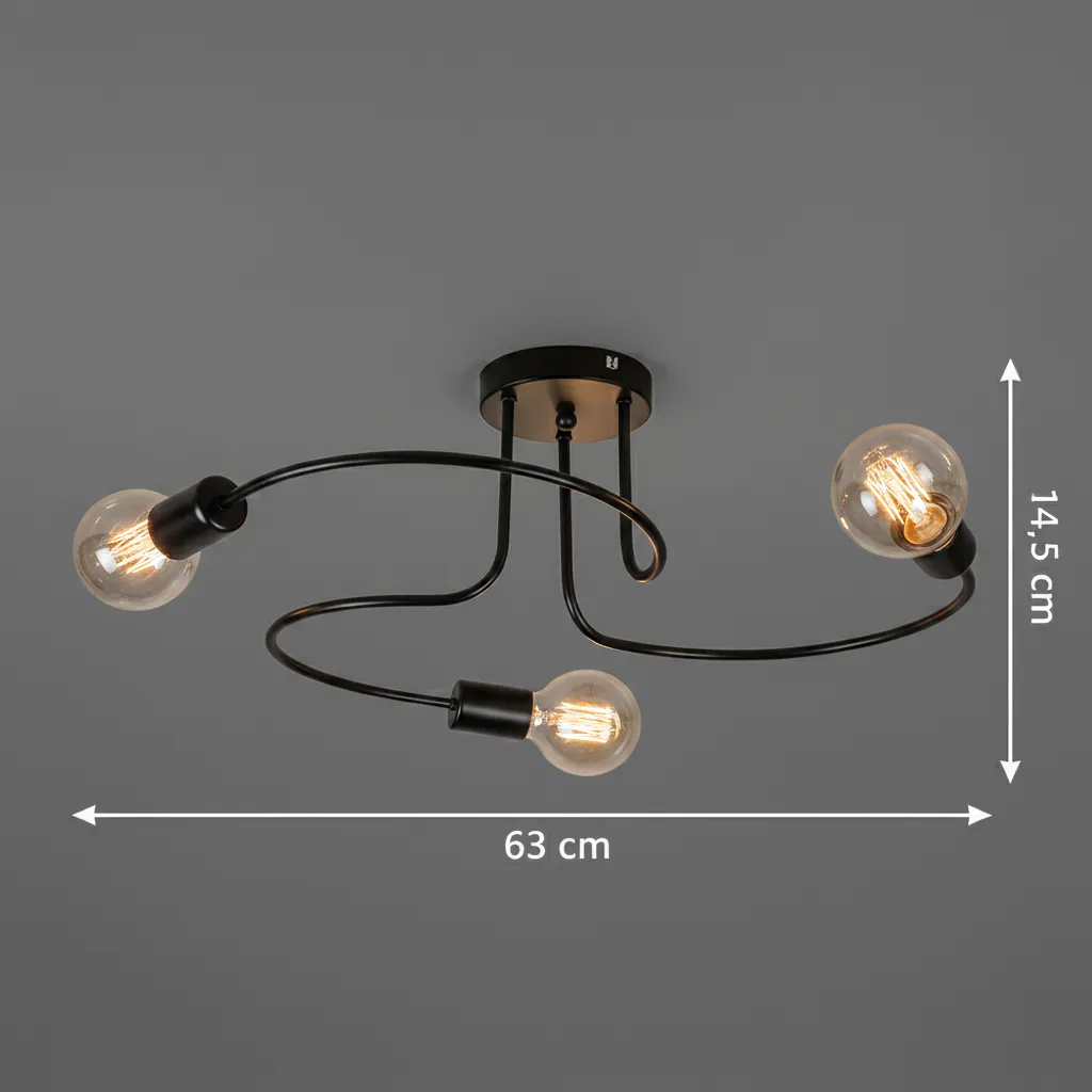 Alessandro Design Pevek candelabru clasic 63cm negru 3xE27