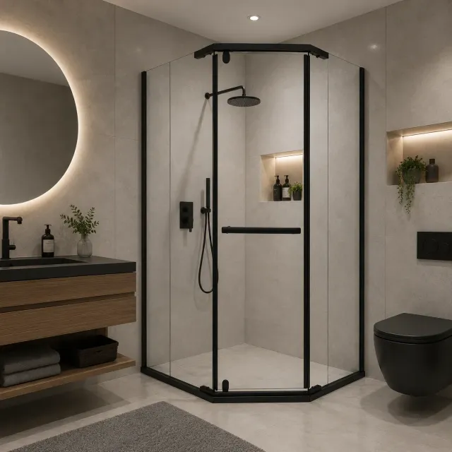Alessandro Design Walk-In 90x90x190 paravan dus sticla negru