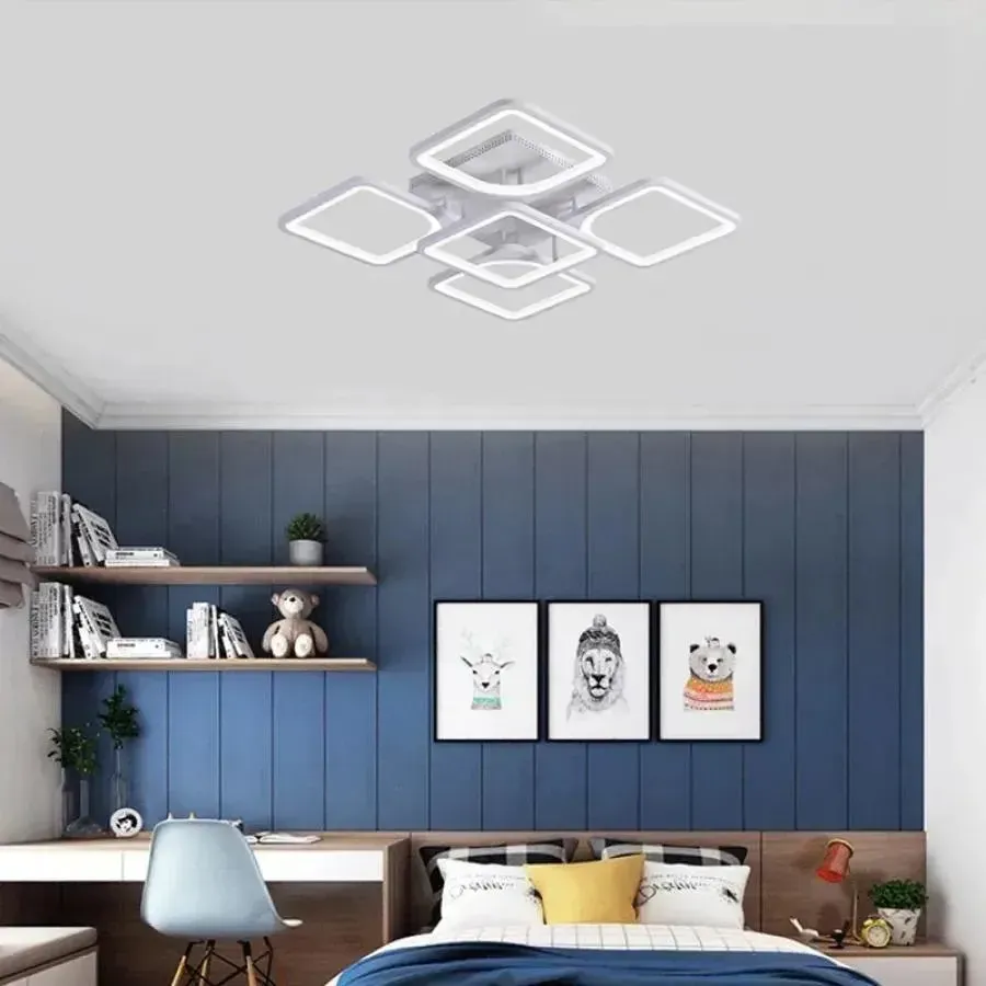 Alessandro Design FELY lustra LED 80W alba 5 patrate dimabila