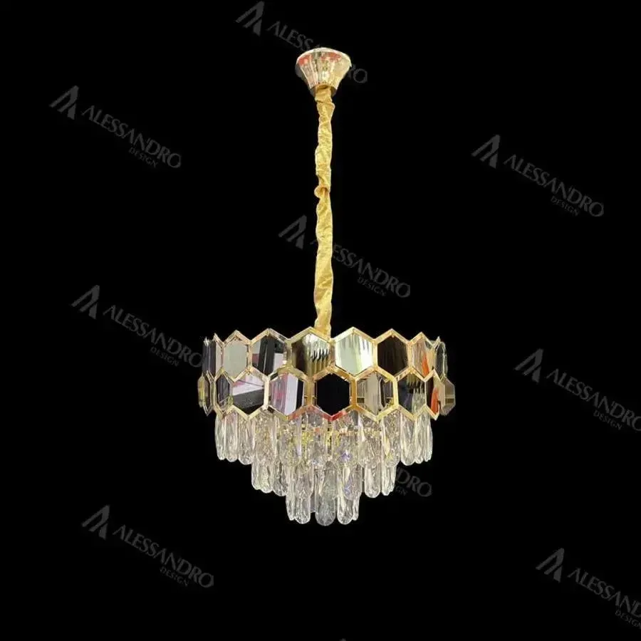 Alessandro Design Melih candelabru cristal 5xE27 40cm auriu negru
