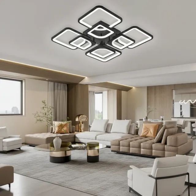 Alessandro Design Zoe lustra LED 138W neagra 8 patrate