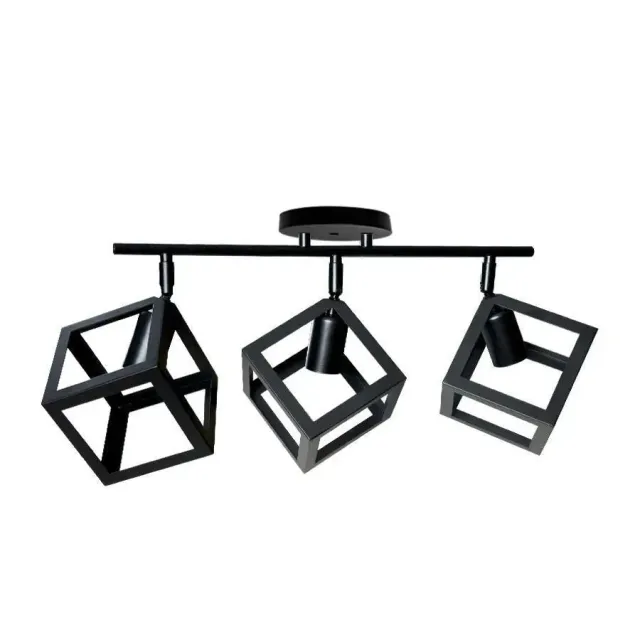 Alessandro Design Forma Cub-Struktur Trio lustra neagra 3xE27