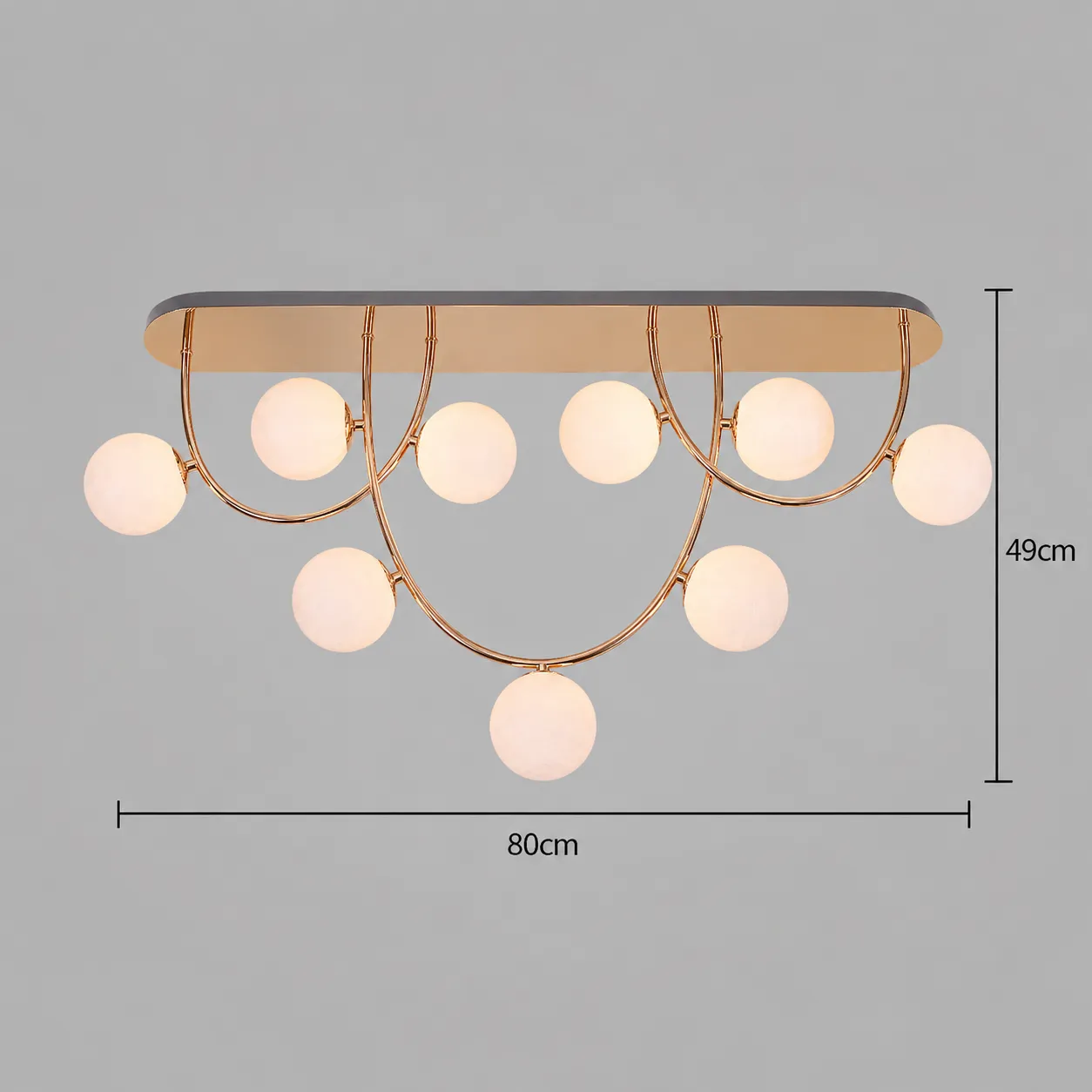 Alessandro Design Quva Supremo lustra 9xG9 80cm auriu sticla opal