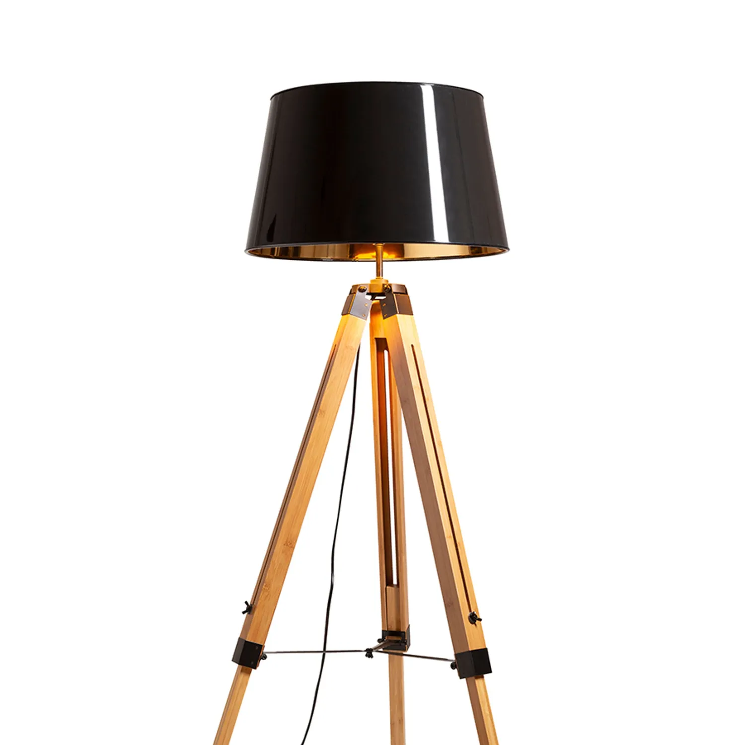 Rendl Alvis Ridick lampadar negru auriu bambus E27