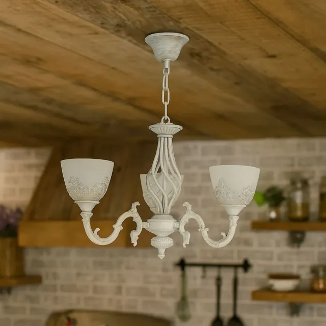 Alessandro Design COTTAGE lustra vintage alba 3xE27