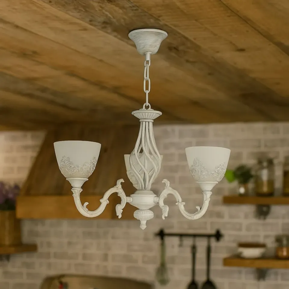 Alessandro Design COTTAGE lustra vintage alba 3xE27