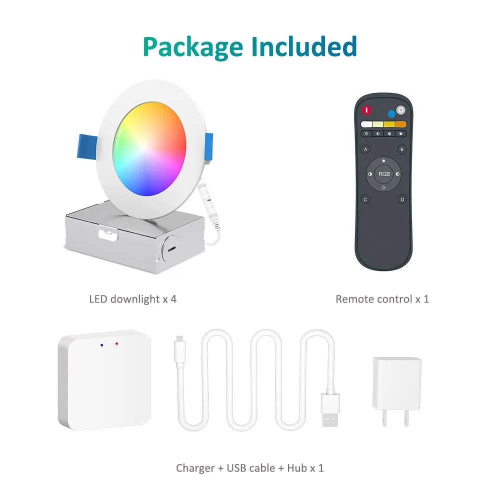 Ustellar Smart Spot LED incastrat 10W set 4 buc RGB