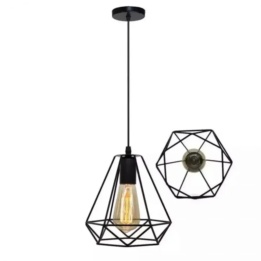 Alessandro Design Struktur pendul metal negru E27 diamant