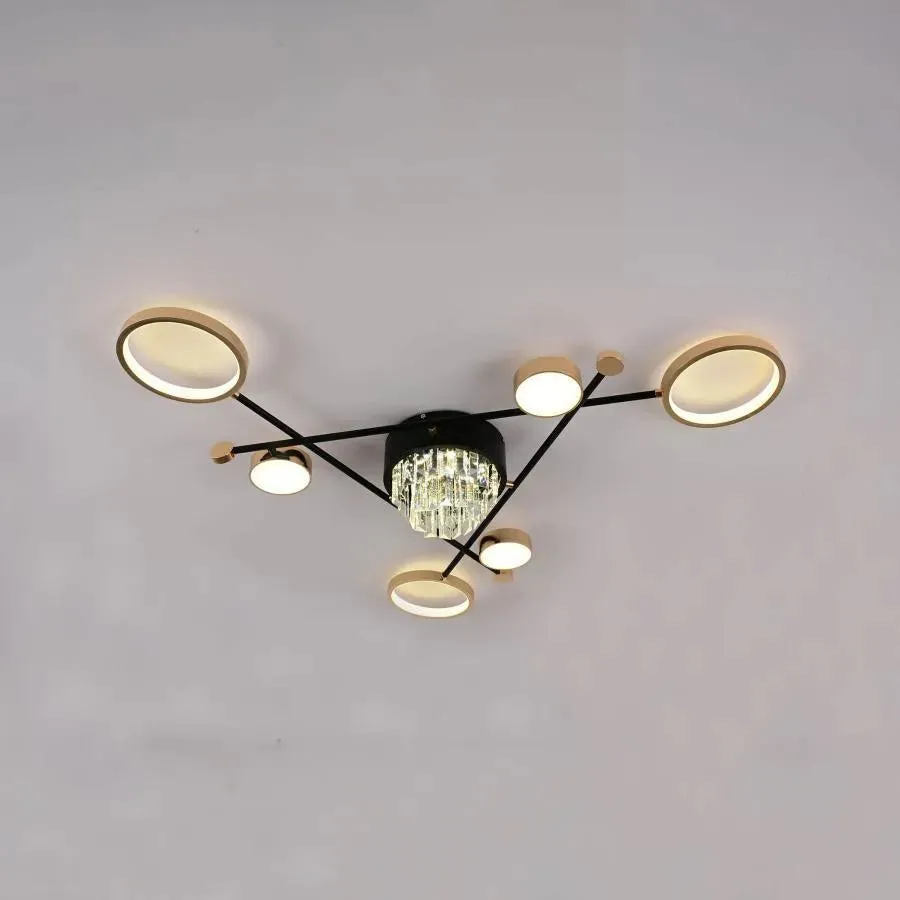 Misel lustra LED cristal 138W 7 elemente negru auriu dimabila