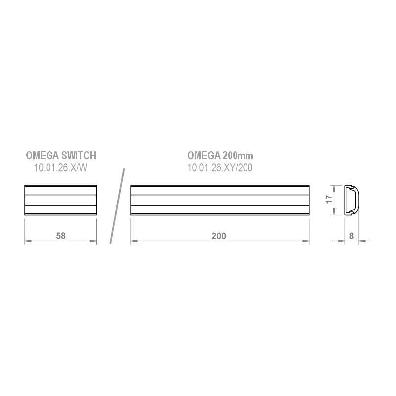 Furnika Omega 200mm corp LED cu întrerupător