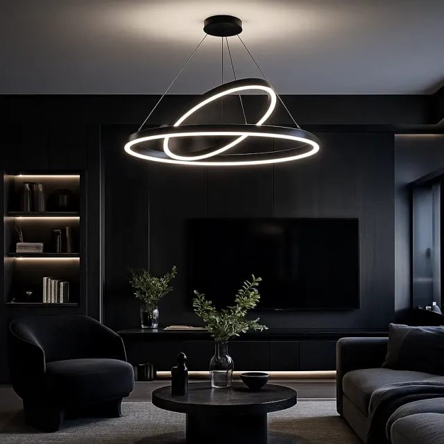 Alessandro Design PAGANO lustra LED neagra 2 cercuri 47W