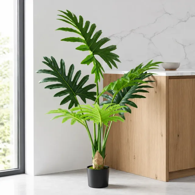 Alessandro Design planta artificiala filodendron 120 cm verde 6 frunze