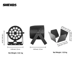 Shehds Par 18x18W LED RGBWA+UV 6in1 aluminiu scena