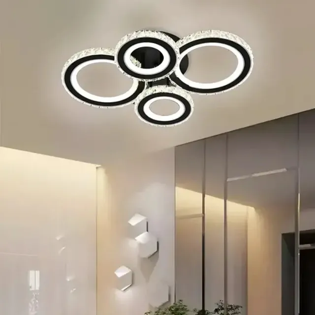 Alessandro Design Nova Rotonda RGB 68W lustra LED 4 cercuri neagra