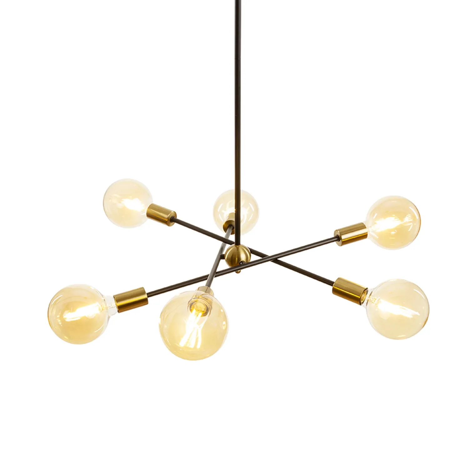 Rendl Light Studio Artemia 6 pendul negru alamă E27 reglabil