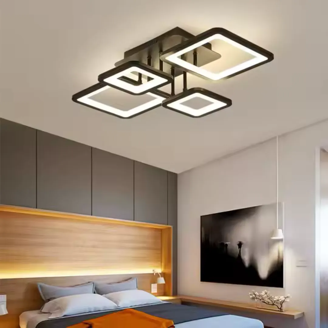 Alessandro Design Ella lustra LED 67W neagra 4 patrate dimabila