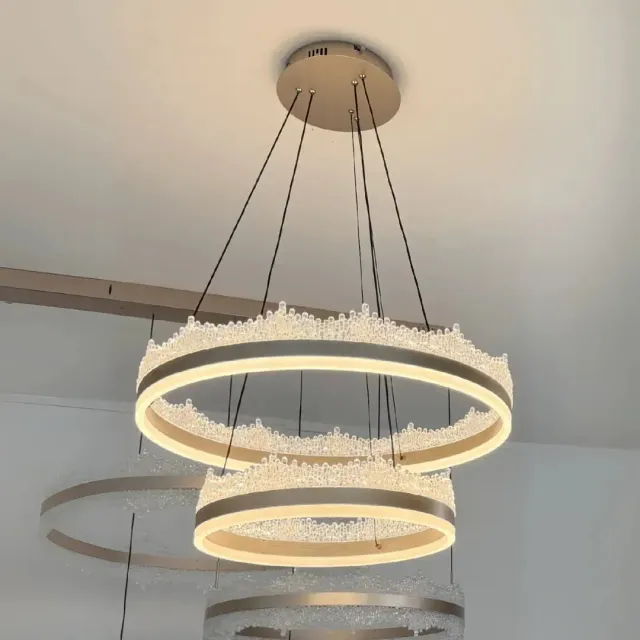 Alessandro Design Nivalis lustra LED 126W aurie 2 cercuri