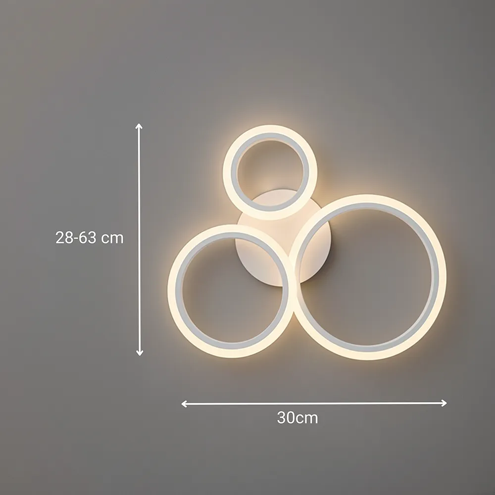 Alessandro Design BETTY 40W lustra LED alba 3 cercuri