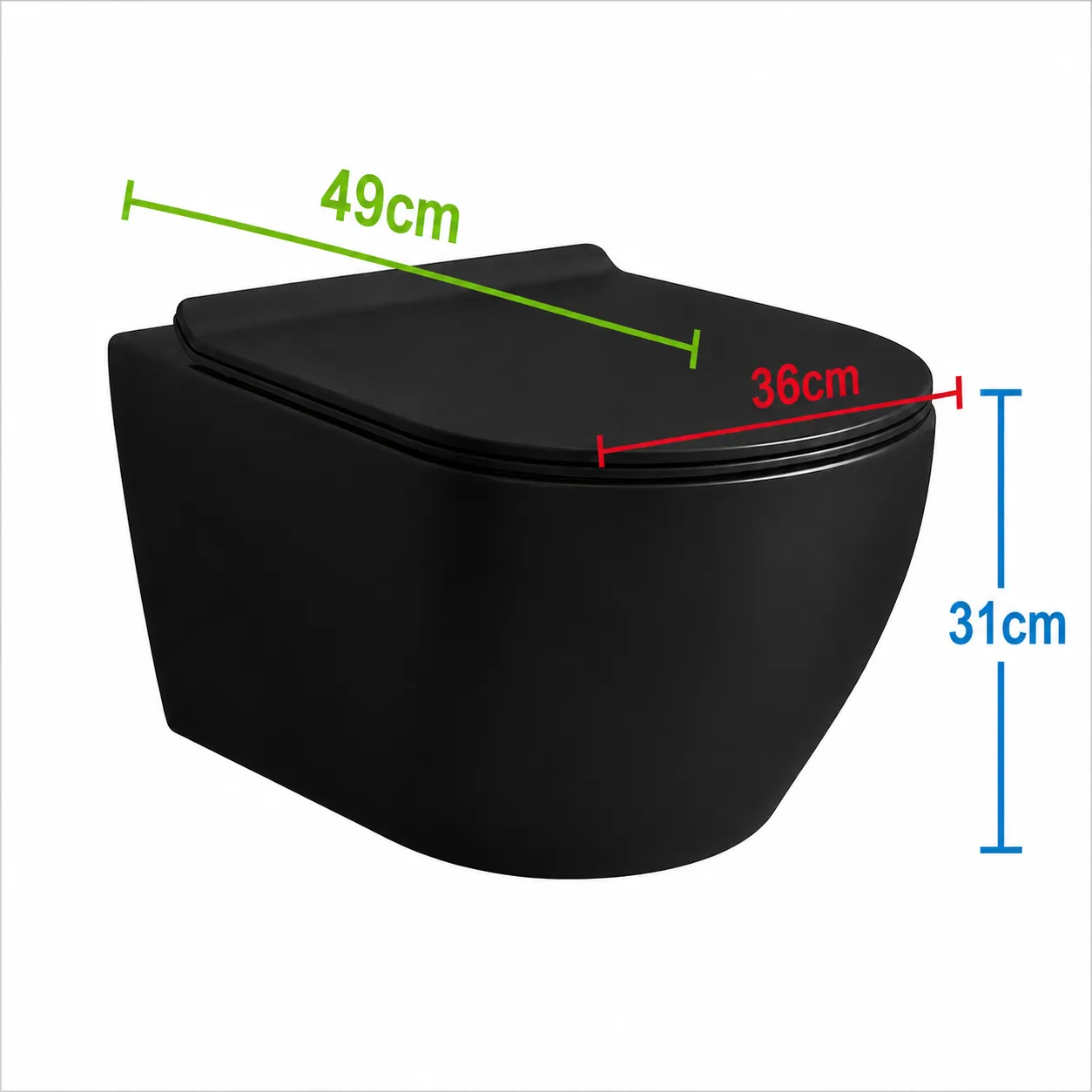 Alessandro Design NUNAVUT vas WC suspendat negru rimless