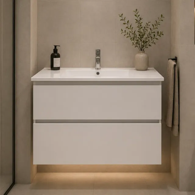 Alessandro Design BELO set mobilier baie alb cu lavoar 2 piese