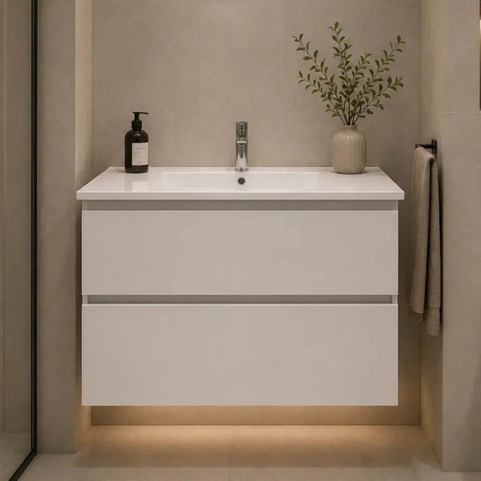 Alessandro Design BELO set mobilier baie alb cu lavoar 2 piese
