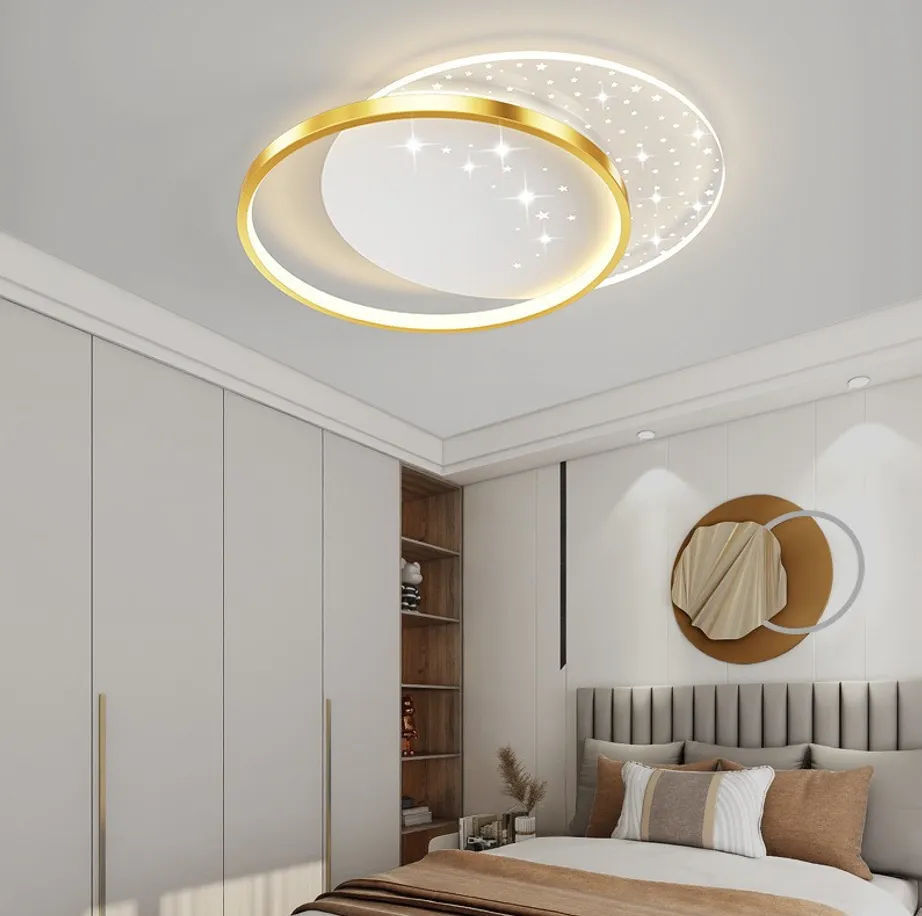 Alessandro Design Lunaro lustra LED 38W alba-aurie 2 cercuri
