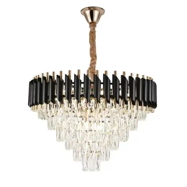 Alessandro Design VERSAILLES Magno 8xE14 candelabru cristal negru-auriu 60cm
