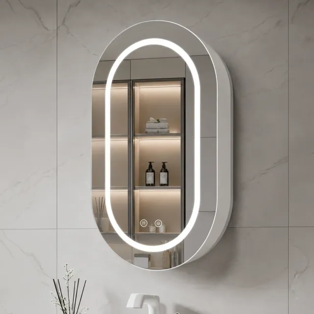 Alessandro Design oglinda LED dulap ovala 50x80cm alba