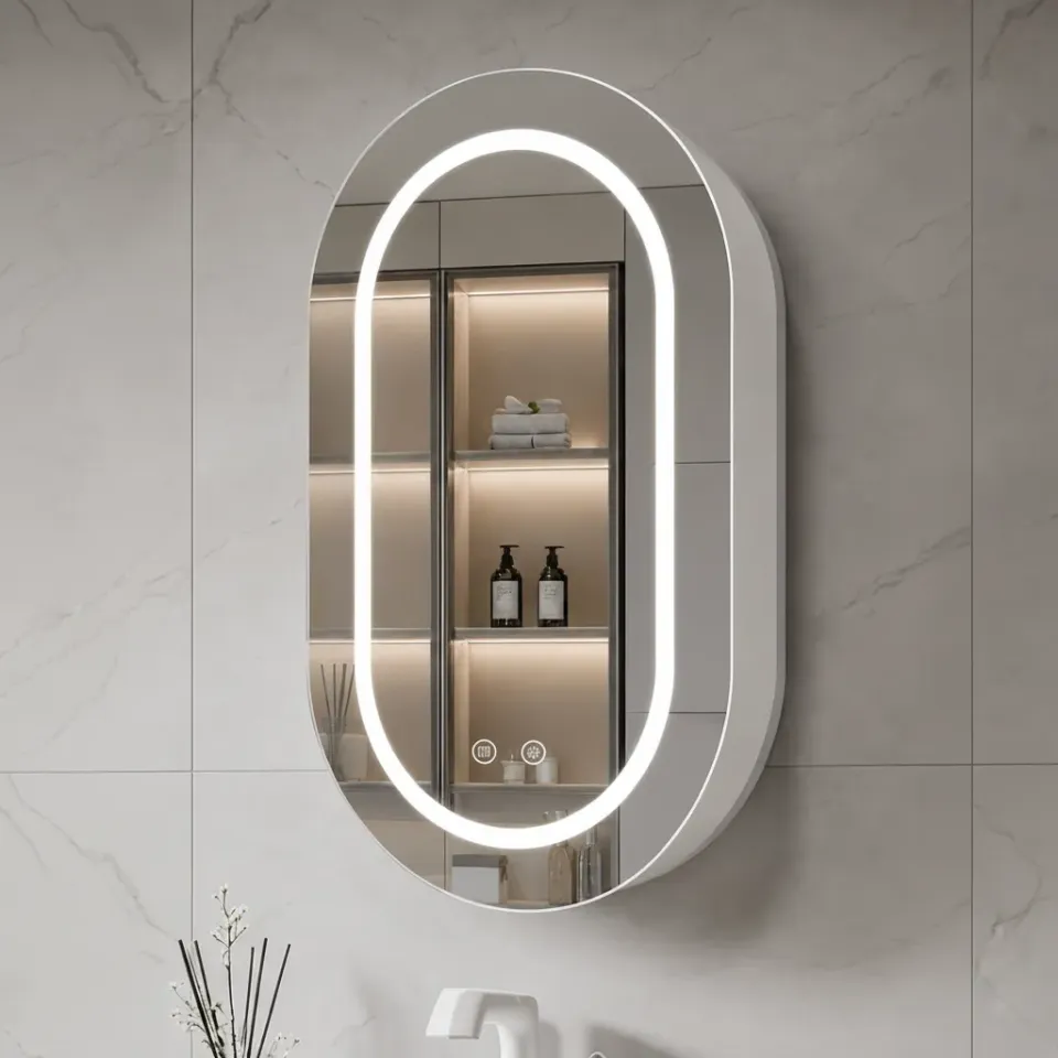 Alessandro Design oglinda LED dulap ovala 50x80cm alba