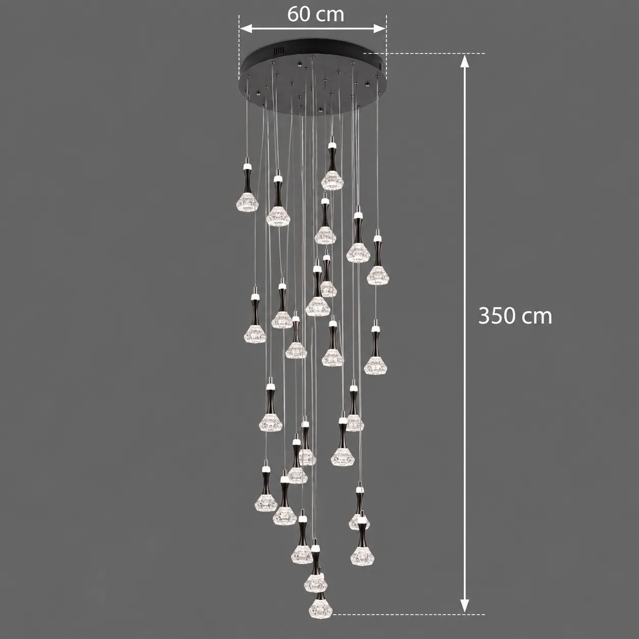 Gondar lustra LED crom 120W dimabila 60cm 25 elemente